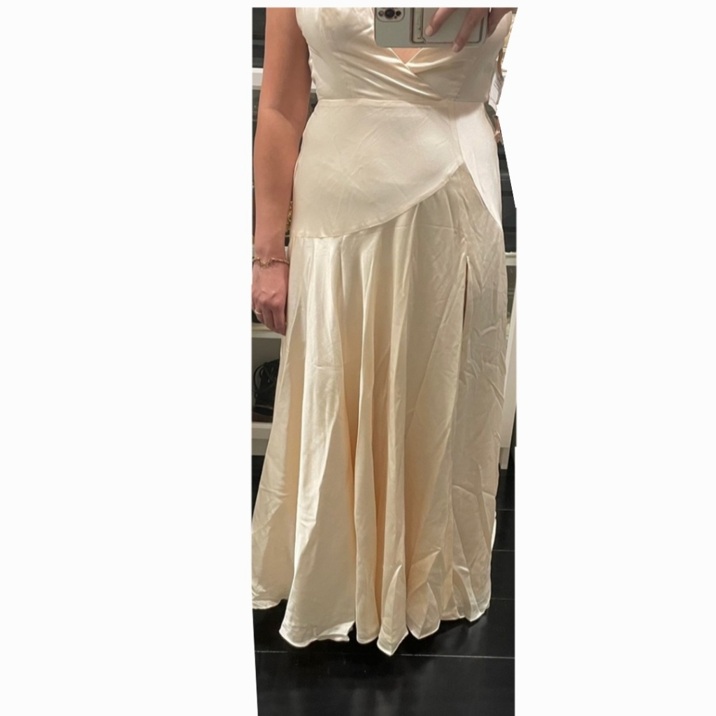 Fame & Partners Us 4 Formal Maxi With Train Champagne The Zion Dress